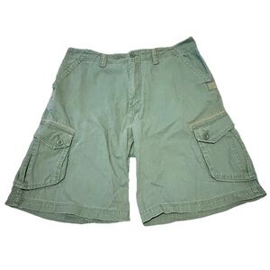 REI Thick Cotton Canvas Cargo Shorts Green Men 34 Hiking Climbing Casual Pockets